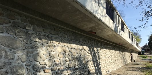The bridge’s foundation is made up of natural stone masonry. 