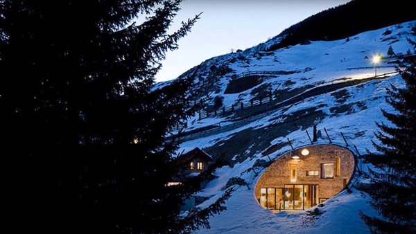 Building built into a hill like a cave 