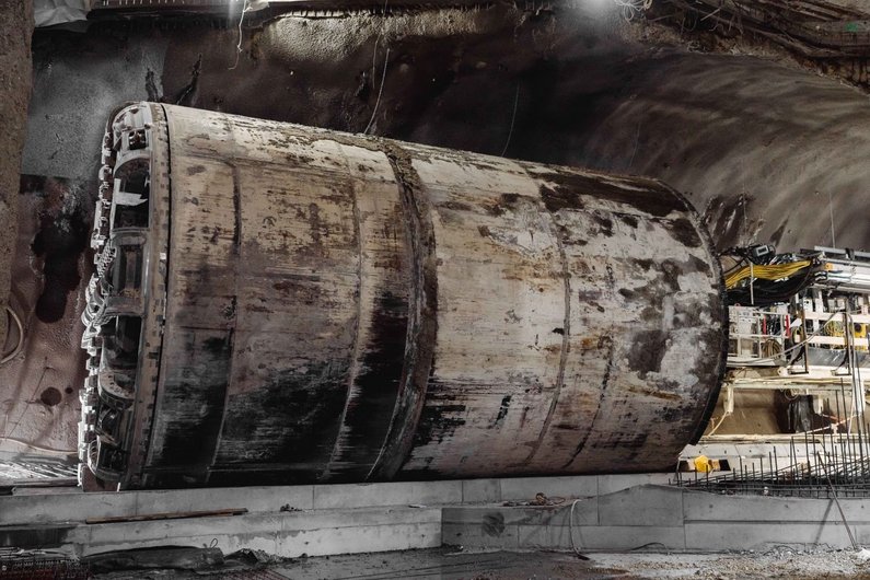 Tunnelvortriebsmaschine von der Seite