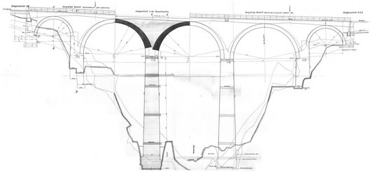 As-built drawing of the “Viaduct across the Schmied-Tobel” built in 1883 